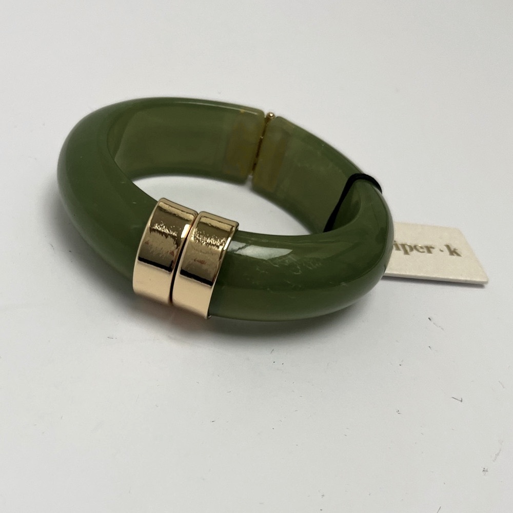NWT ⚜️🫒⚜️ Piper K Gorgeous Olive green Bangle Bracelet - Picture 8 of 9